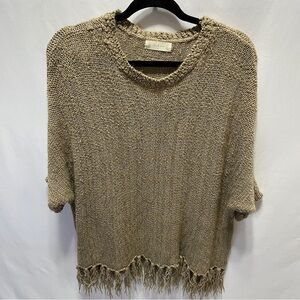 ALTAR'D STATE Womens Sweater Poncho with Fringe Beige Size Medium